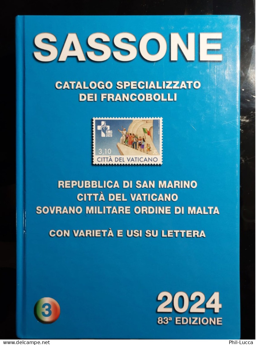 Catalogo Sassone 2024 | SPEDIZIONE GRATUITA | Volume 3 | RSM VATICANO SMOM - Italië