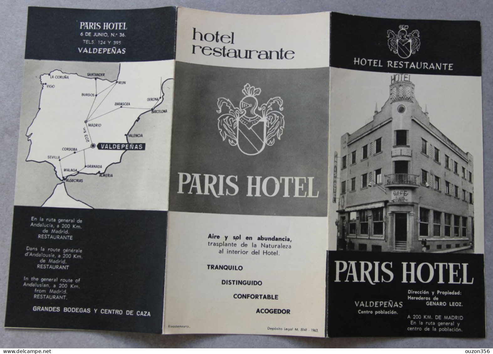 Paris Hôtel, Valdepenas (Espagne), Dépliant, 1963 - España