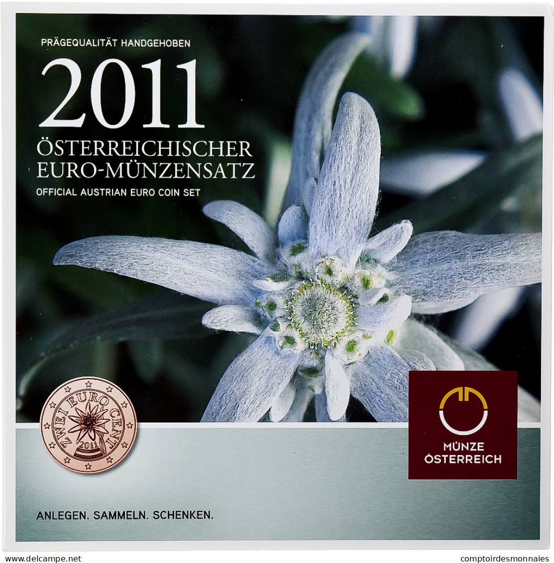 Autriche, Coffret 1c. à 2€, 2011, Vienna, BU, FDC - Austria