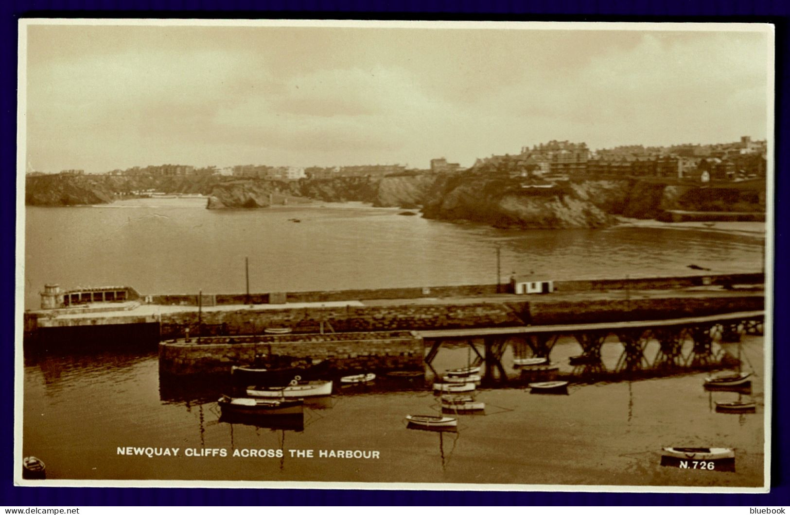 Ref 1638 - Early Postcard - Newquay Cliffs Across The Harbour - Cornwall - Newquay