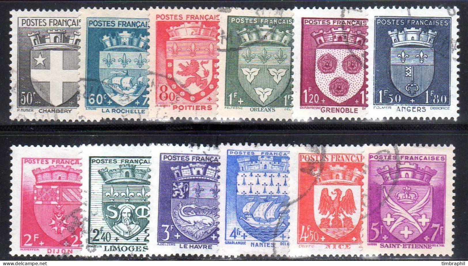 N° 553 à 564 (Armoiries Des Villes) Oblitérés SUPERBES: COTE= 50 € - 1941-66 Coat Of Arms And Heraldry