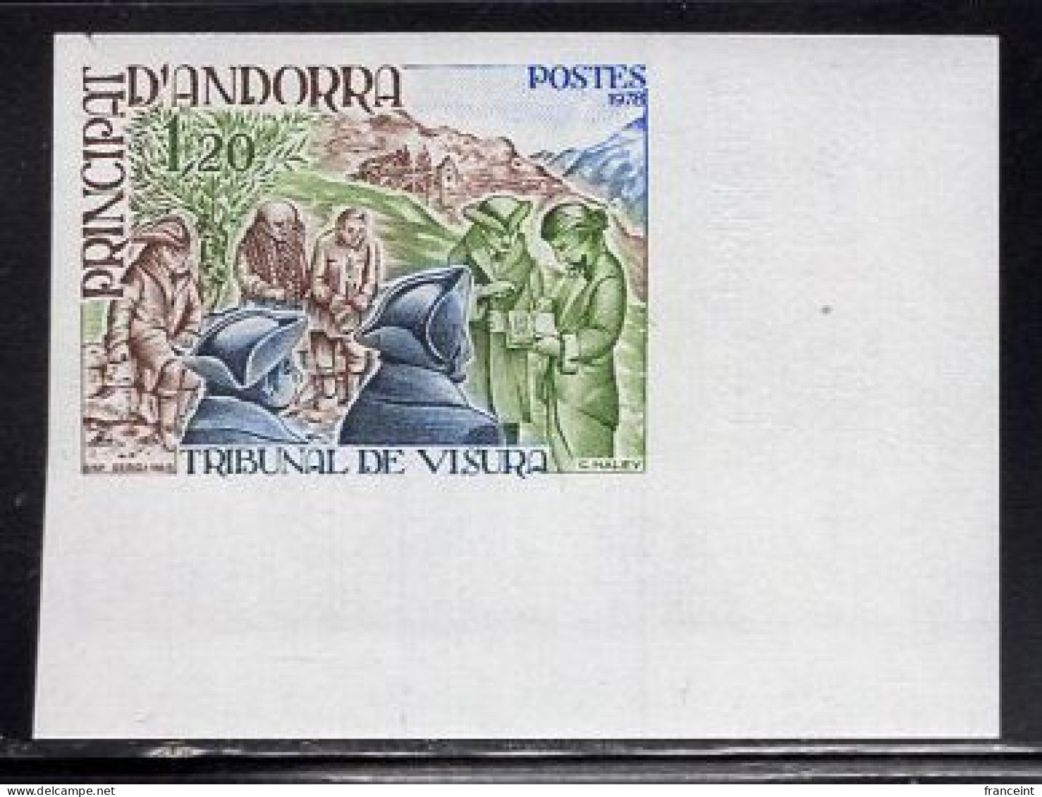 ANDORRA(1978) Visura Tribunal. Corner Imperforate. Scott No 265. - Otros & Sin Clasificación