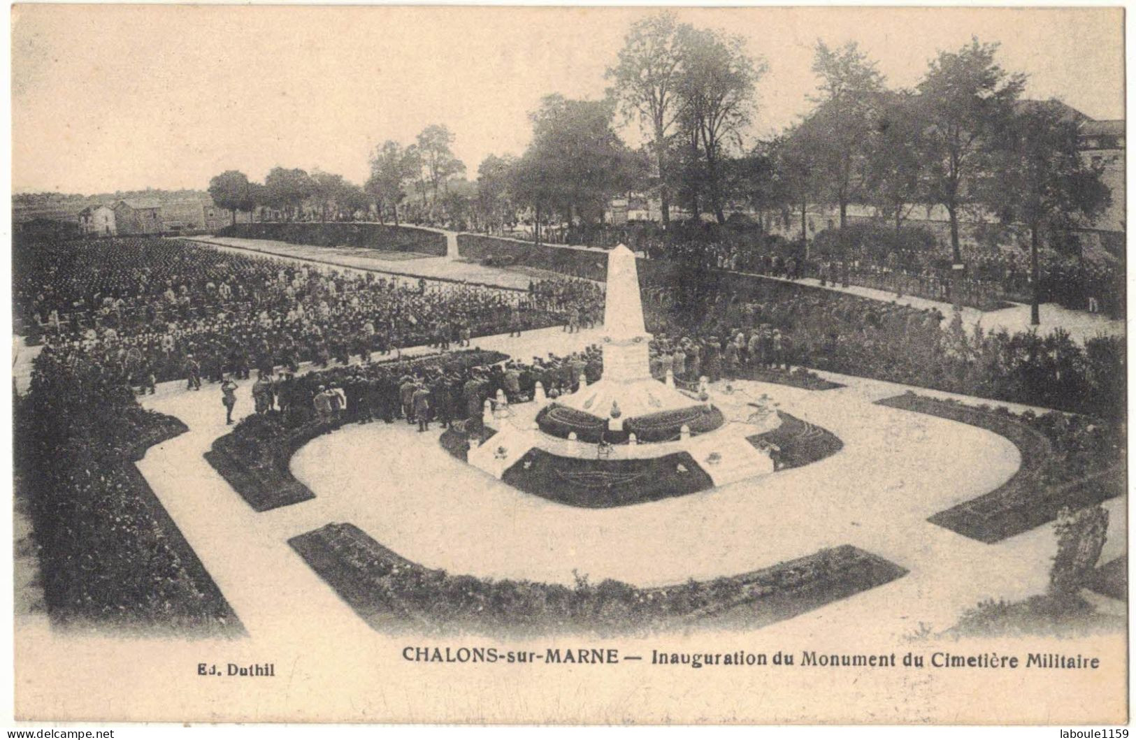 51 CHALONS SUR MARNE : INAUGURATION MONUMENT CIMETIERE MILITAIRE CIRCULEE MILITARIA  223e ARTILLERIE VERS CASTELNAUDARY - Oorlogsbegraafplaatsen