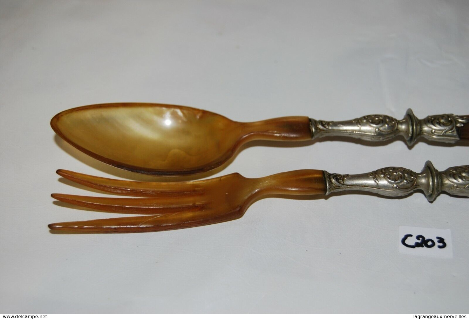 C203 Ancien Couvert A Salade - Corne_couvert De Table - Spoons