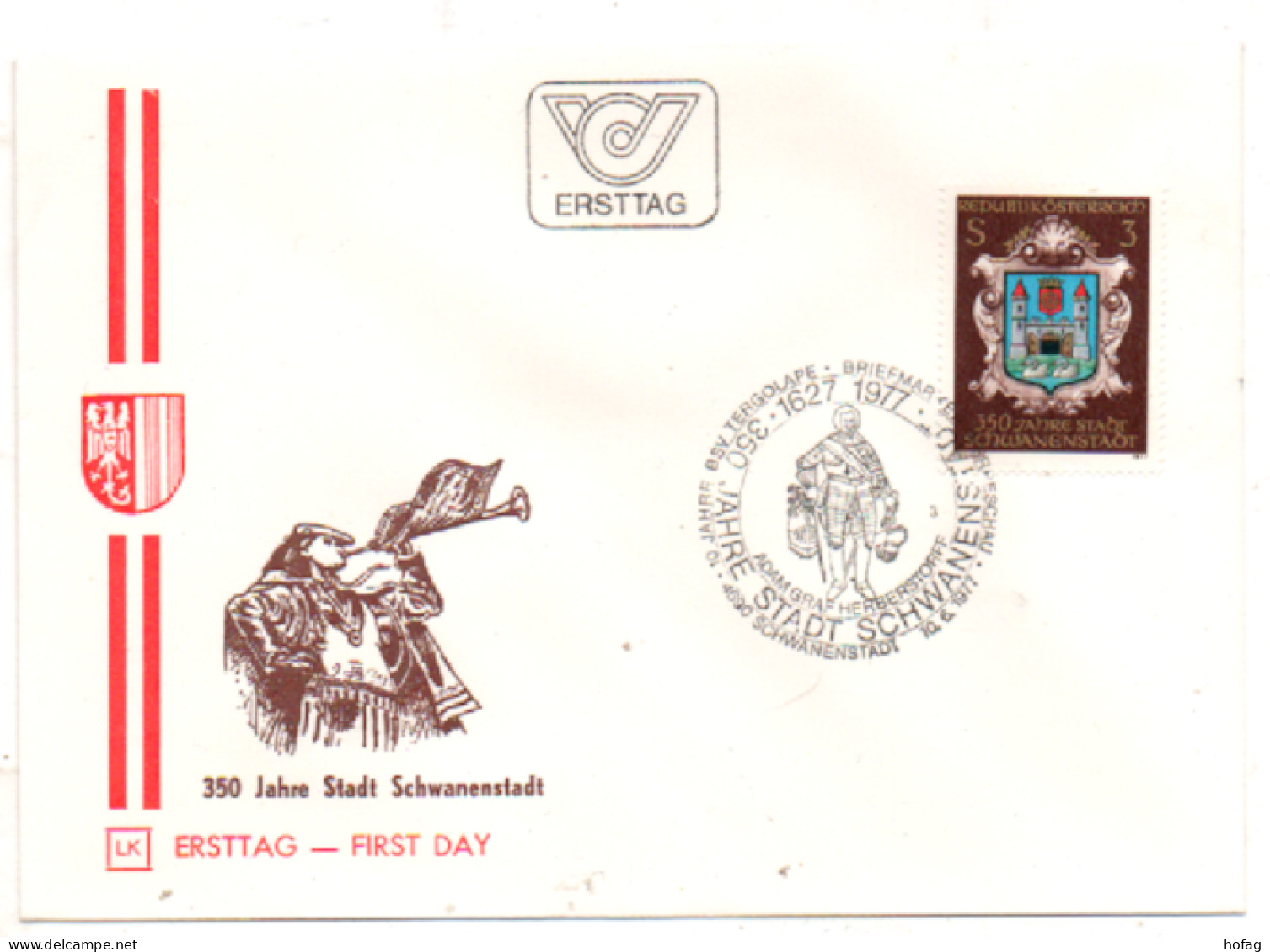 Österreich 1977 MiNr.: 1552 Wappen Schwanenstadt Ersttag; Austria FDC Scott: 1060 YT: 1382 Sg: 1786 - FDC