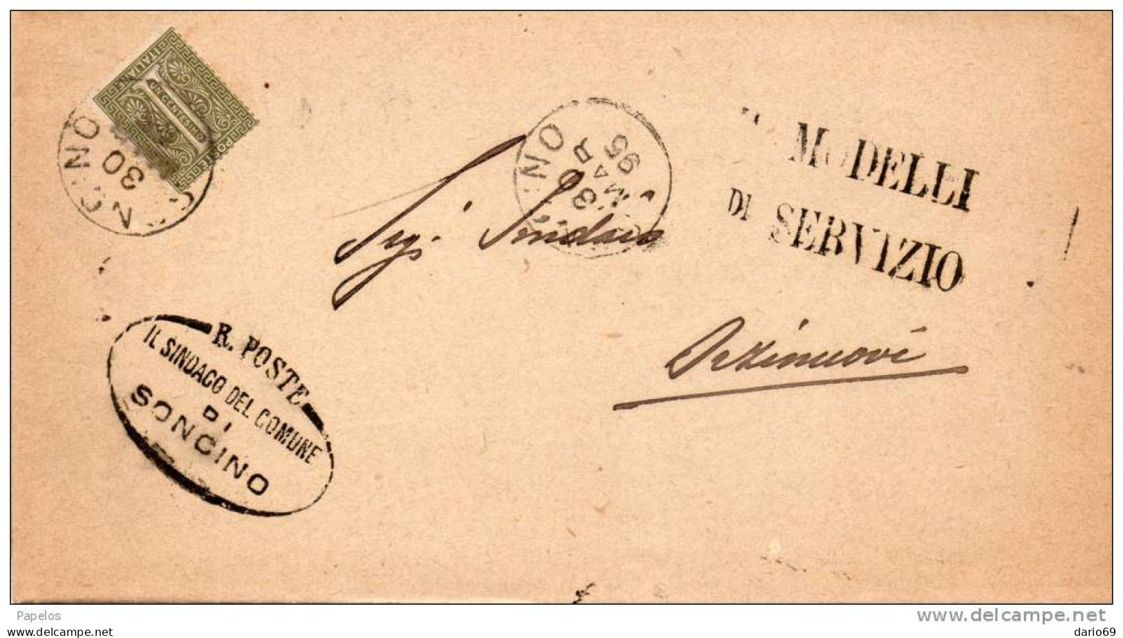 1895 LETTERA CON ANNULLO SONCINO    CREMONA - Mint/hinged