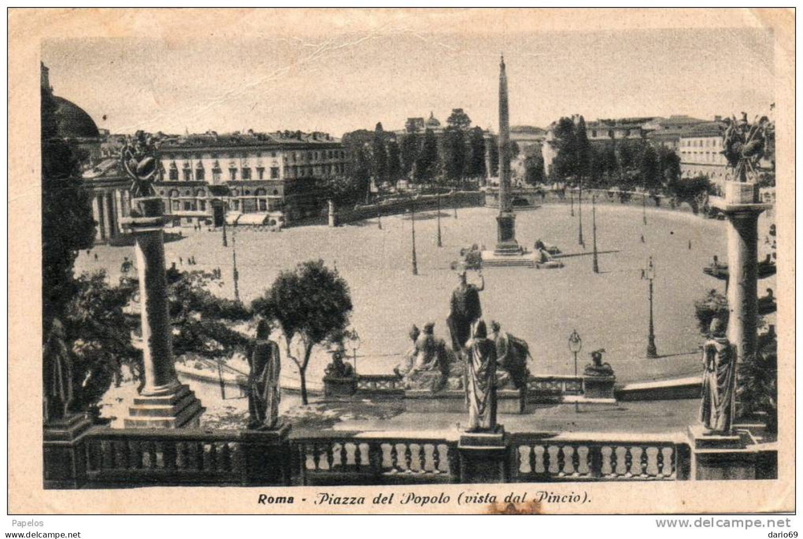 1936 CARTOLINA CON ANNULLO ROMA + TARGHETTA - Plaatsen & Squares