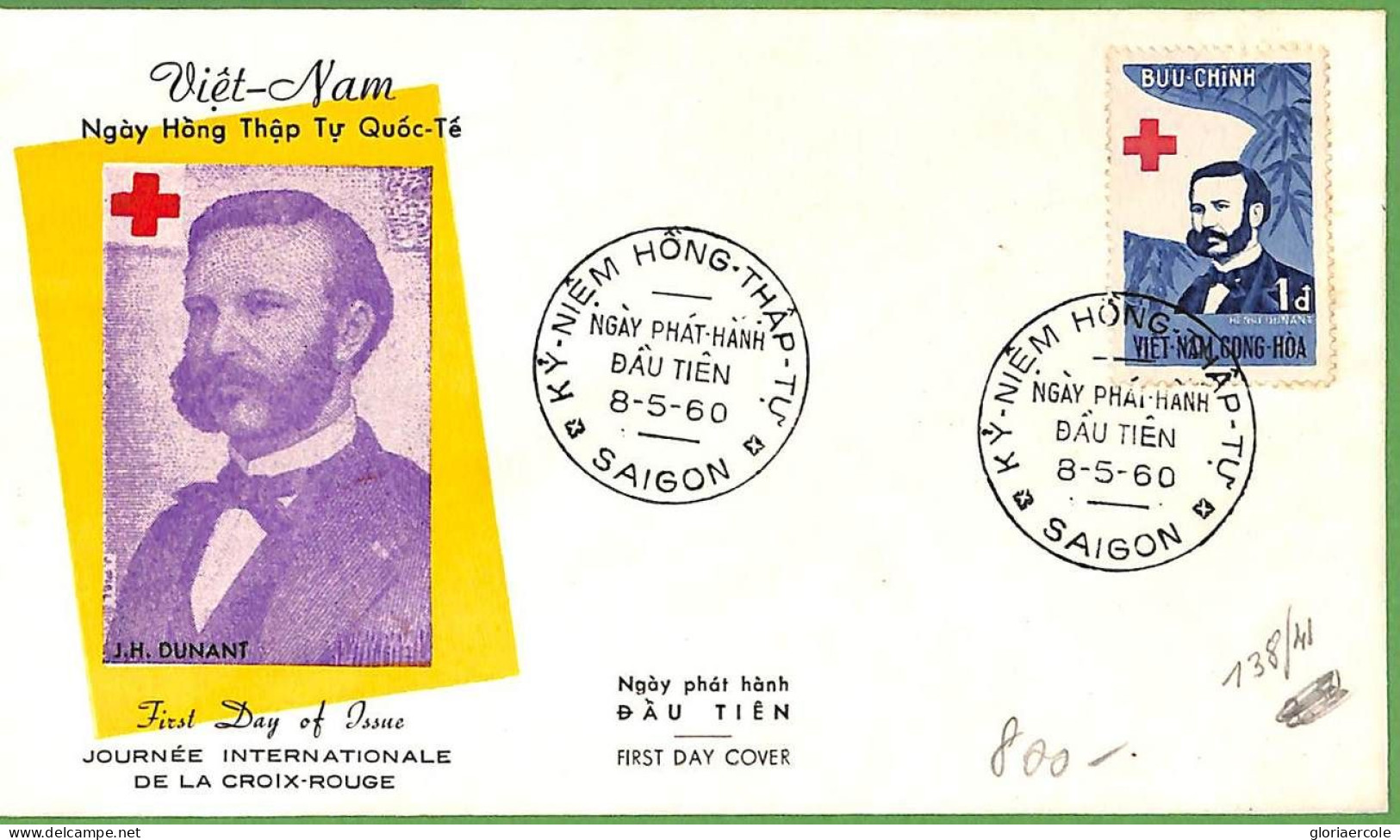 ZA1387 -  VIETNAM - Postal History -  Set Of 4 FDC COVERS  - 1960 RED CROSS - Croix-Rouge