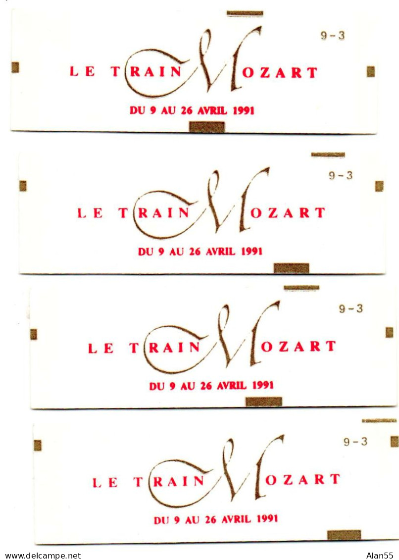 FRANCE.1991.   "MARIANNE". Coin Daté.PUBLICITE "LE TRAIN MOZART".  QUATRE CARNETS NEUFS**. YT N°2614 C11 ,CONF9,3 - Altri & Non Classificati