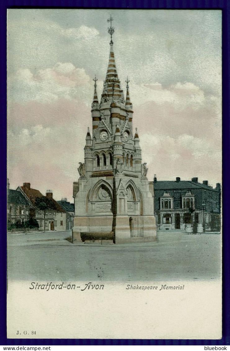 Ref 1638 - Early Postcard - Shakespeare's Memorial - Stratford On Avon Warwickshire - Stratford Upon Avon