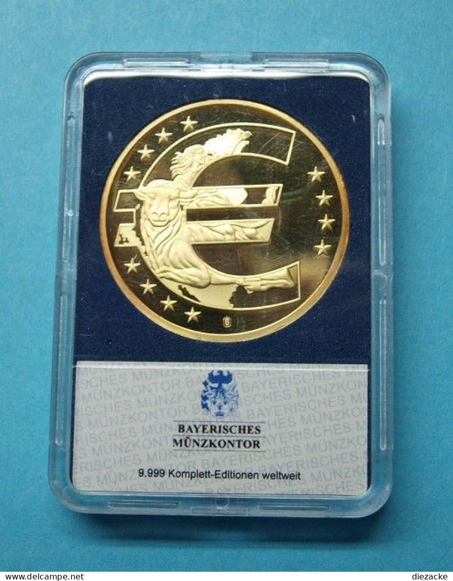 Deutschland Medaille 10 Jahre Euro, Vergoldet, Teilversilbert PP (MD822 - Ohne Zuordnung