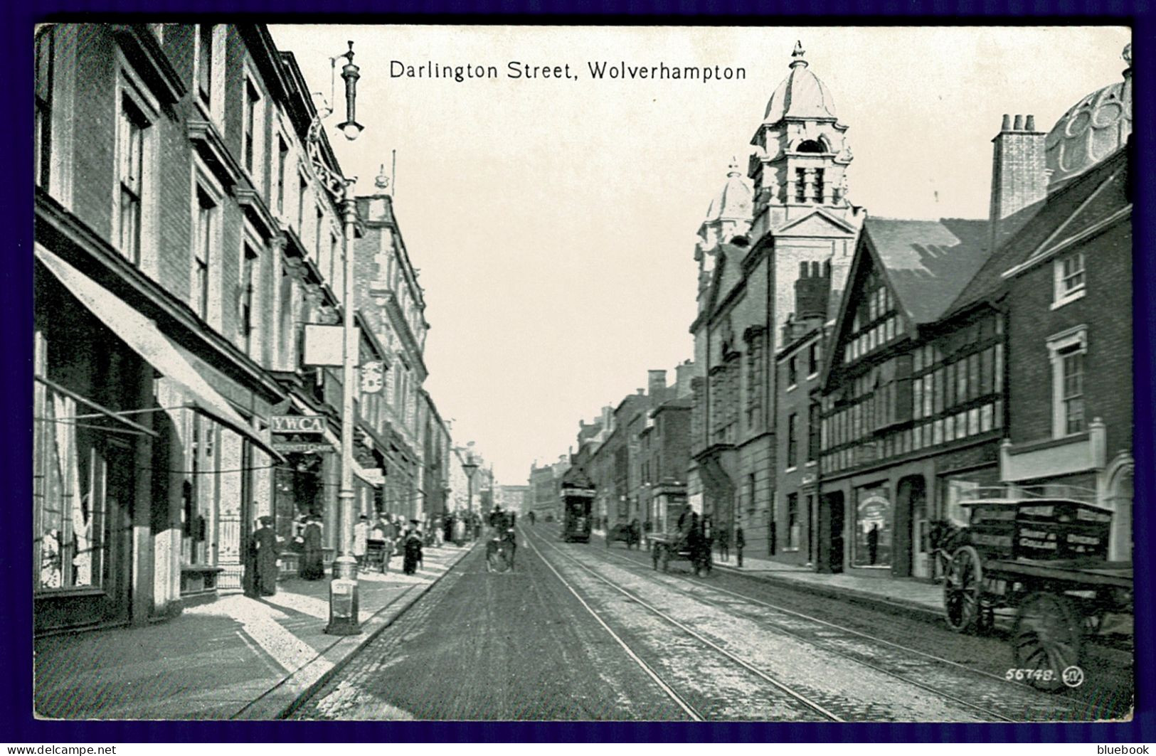 Ref 1638 - Early Postcard - Darlington Street & Shops & Laundry Cart Wolverhampton - Wolverhampton