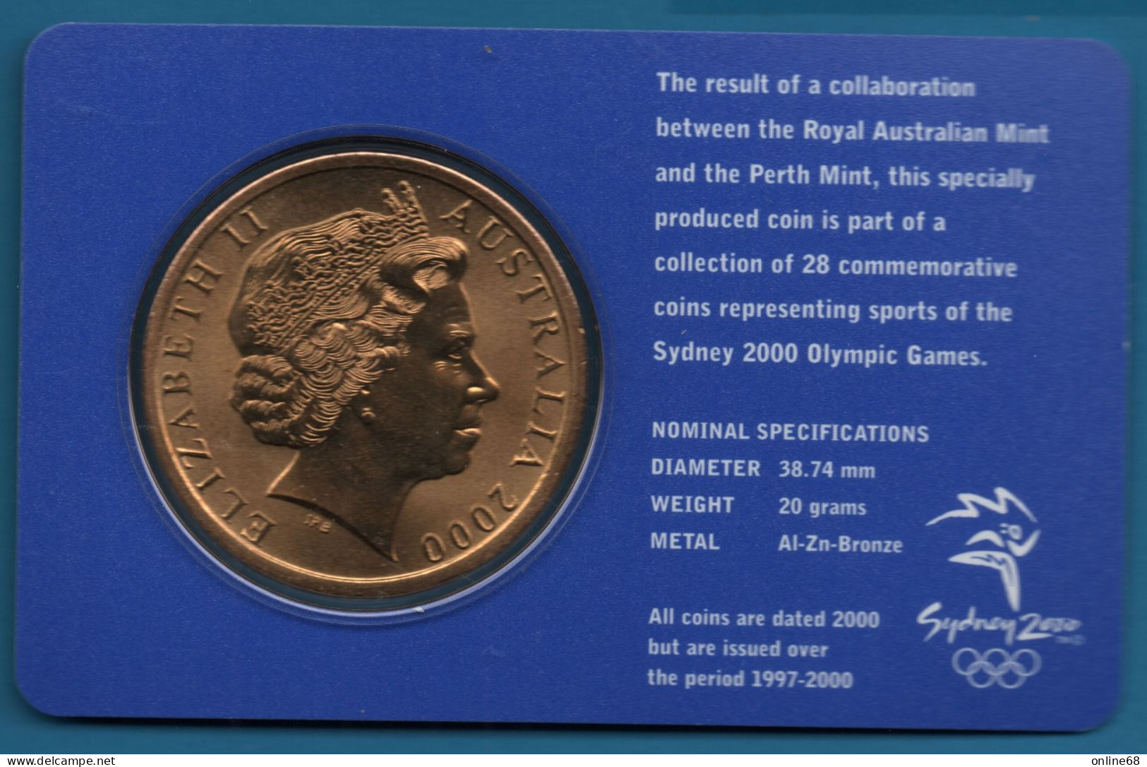 AUSTRALIA 5 DOLLARS 2000 OLYMPIC COIN COLLECTION  SYDNEY 2000 Canoe/Kayak KM# 377 - 5 Dollars