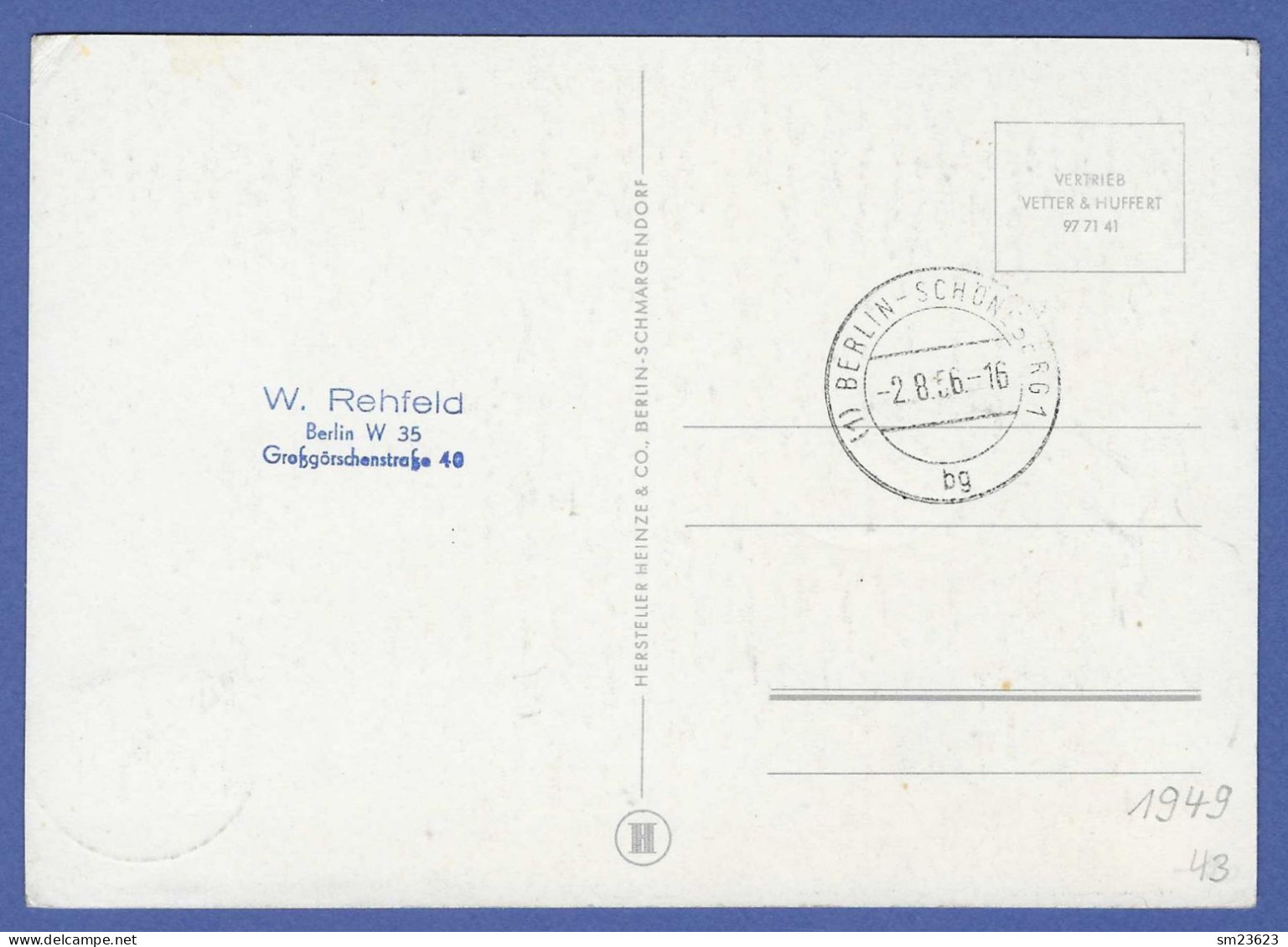 Berlin / West  1949  Mi.Nr. 43 , Berliner Bauten Schöneberger Rathaus - Maximum Card - Stempel Berlin-Schöneberg -2.8.56 - Maximumkarten (MC)