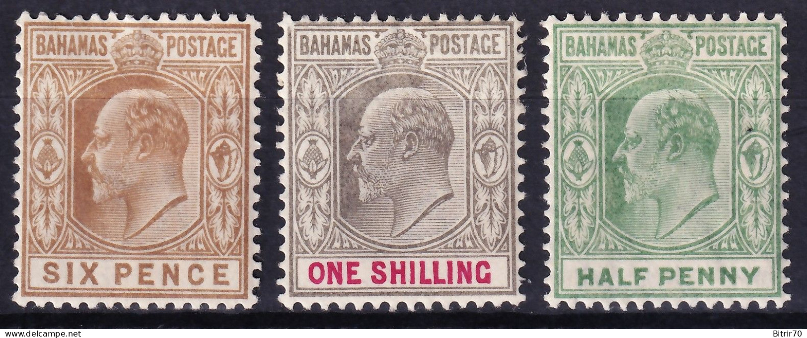 Bahamas, 1902-11  Y&T. 31, 32, 35, MH. - 1859-1963 Crown Colony