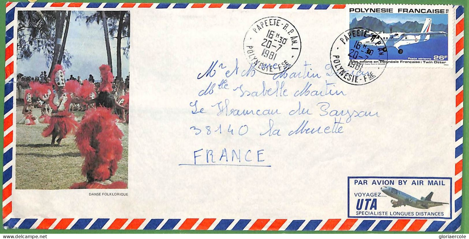 ZA1397 -  FRENCH POLYNESIA - Postal History - TOURIST Airmail COVER   1961 - Briefe U. Dokumente