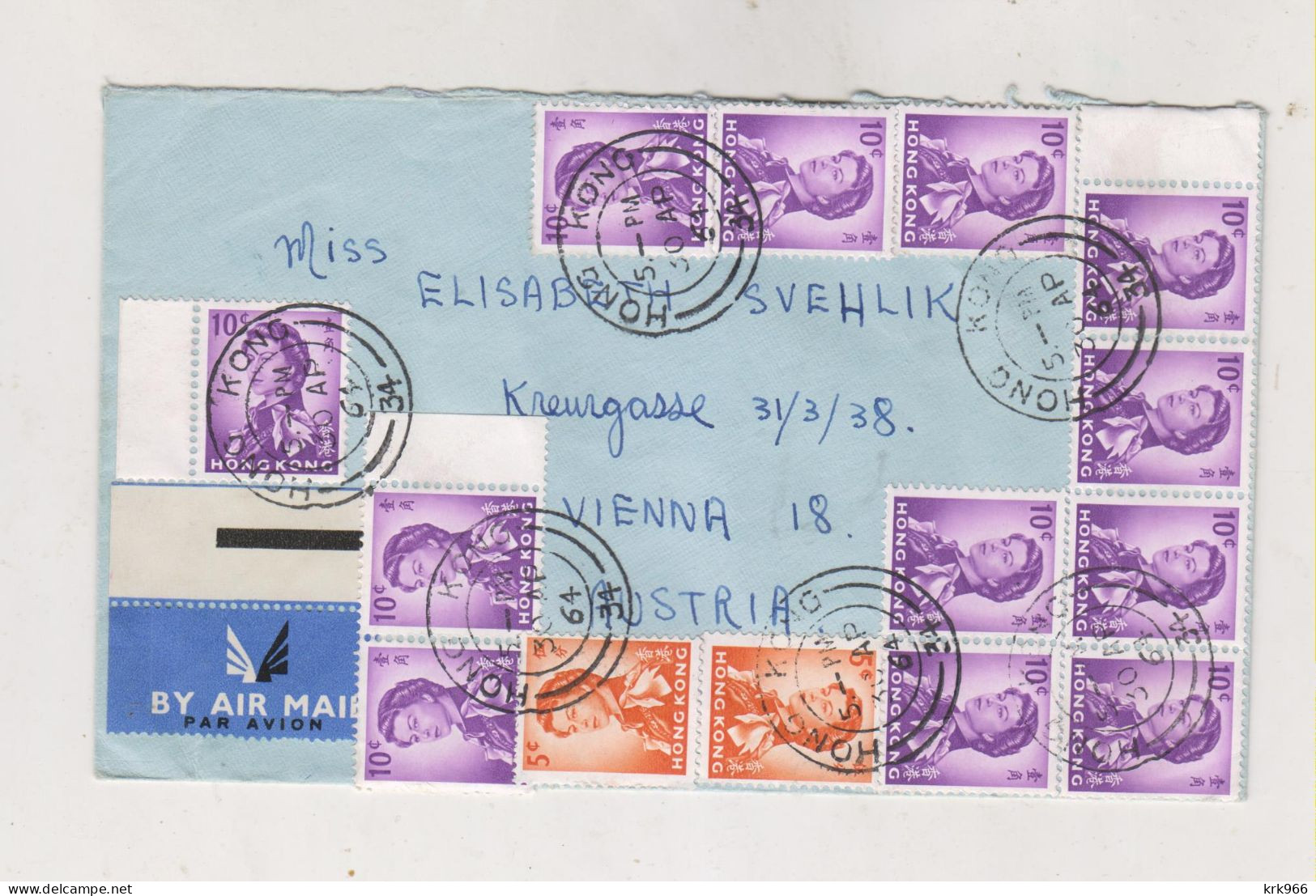 HONG KONG 1964 Nice Airmail Cover To Austria - Briefe U. Dokumente