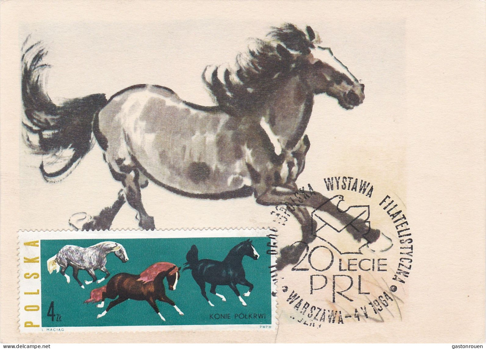 Carte Maximum Hongrie Hungary Cheval Horse 1320 - Cartes-maximum (CM)
