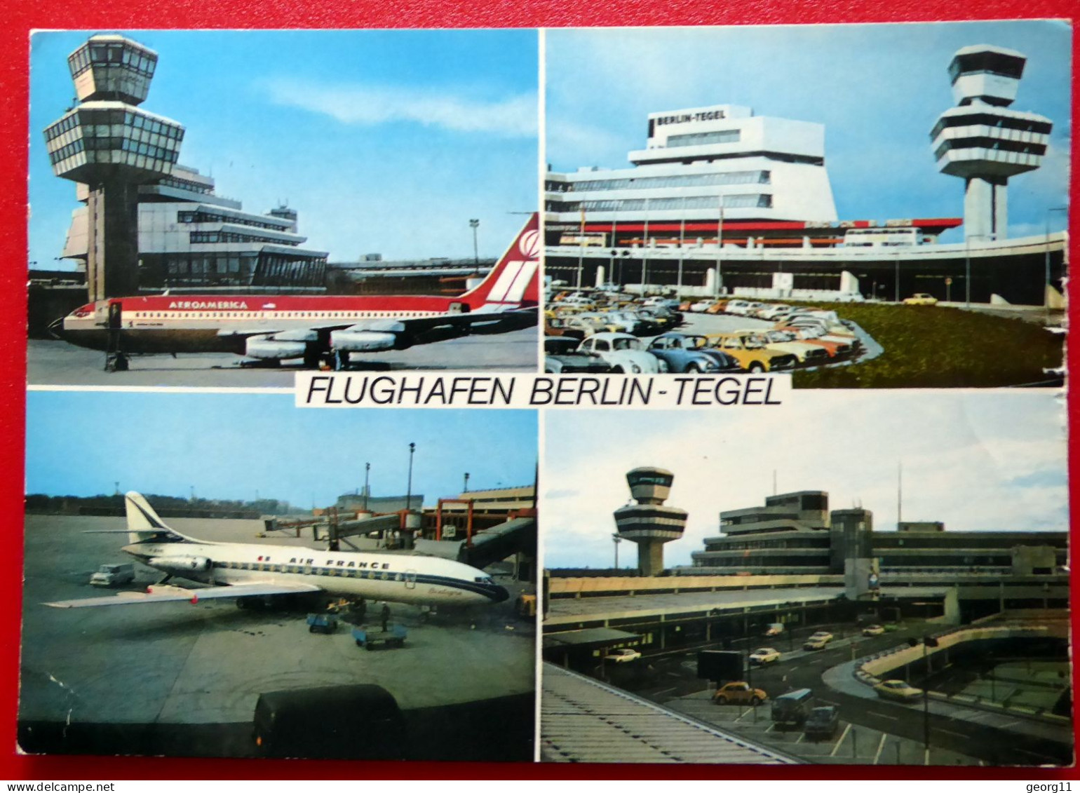 Flughafen Berlin - Tegel - Alte Autos, Flugzeug Air France, Aeroamerika - BM Leipz. Messe 1979 - Tegel