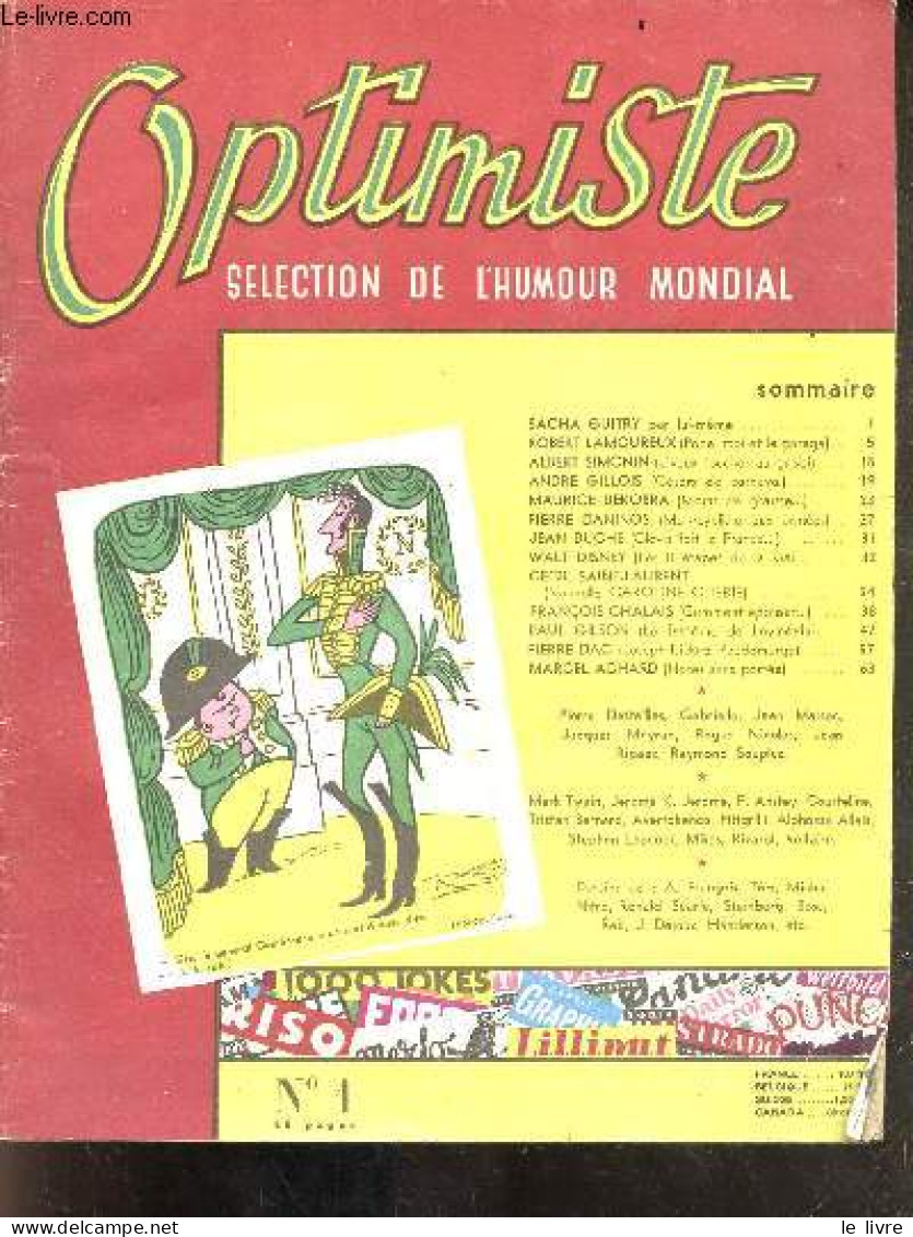 Optimiste - N°1 - Selection De L'humour Mondial- Sacha Guitry, Par Lui-meme - Robert Lamoureux (Papa, Moi Et Le Garage) - Humour