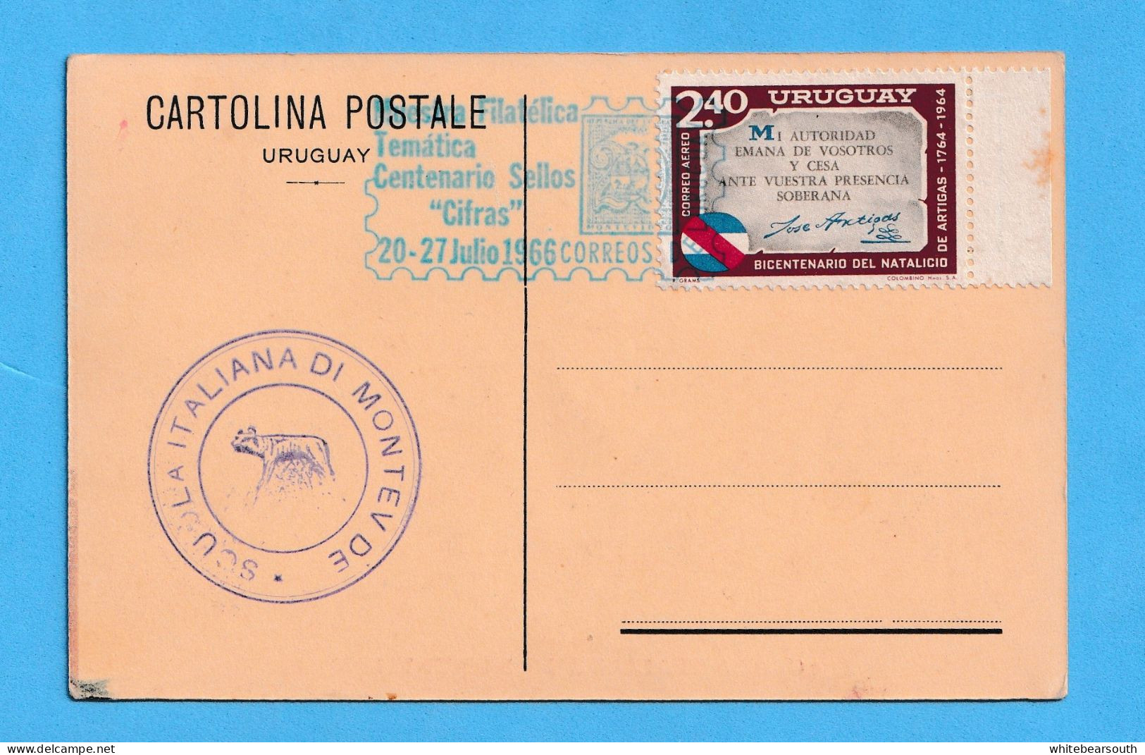 480 - URUGUAY SCUOLA ITALIANA DI MONTEVIDEO  TRAMWEYS CIRCULATED POSTCARD POSTAL - Uruguay