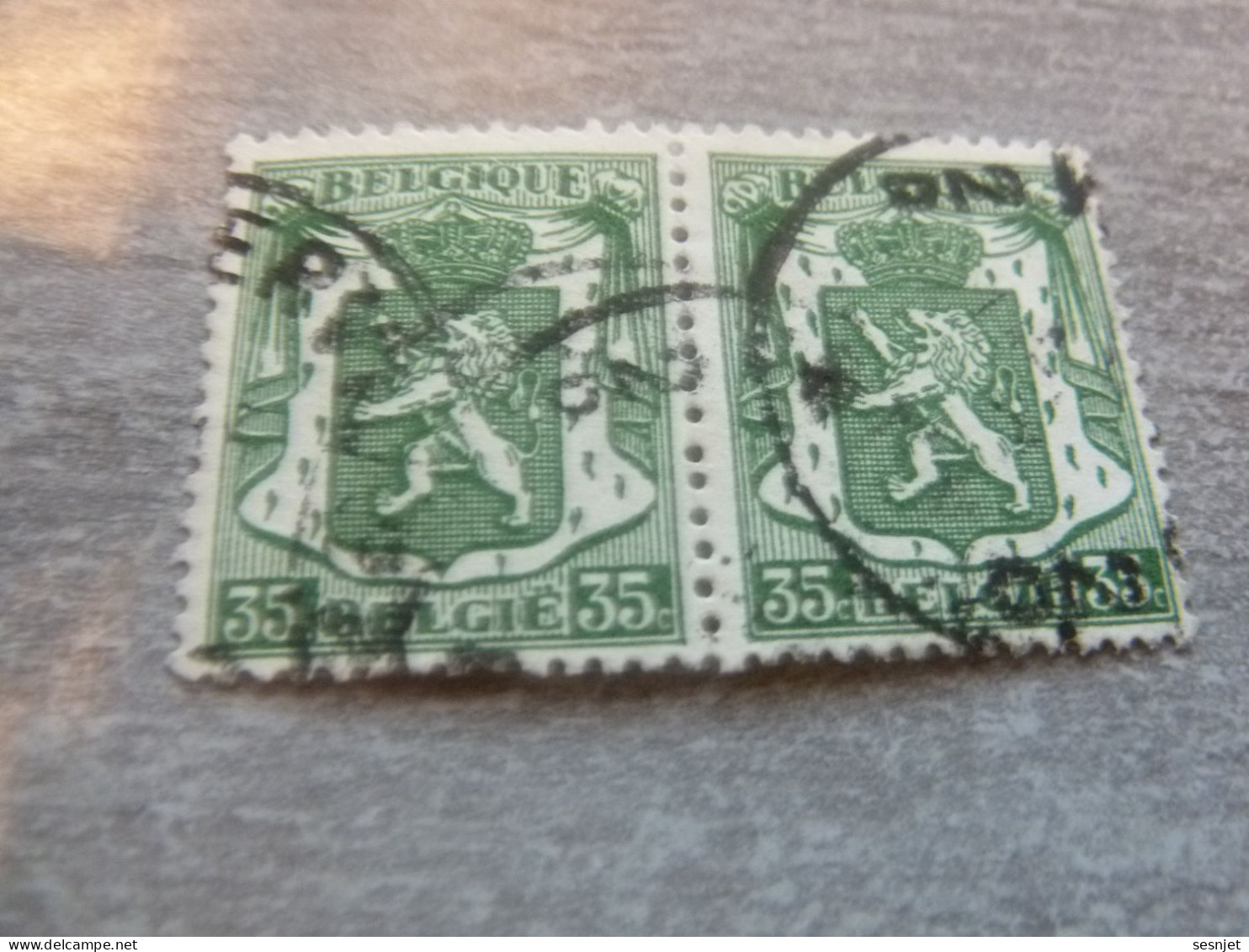 Belgique - Armoirie - Lion - 35c. - Vert - Double Oblitérés - Année 1936 - - Usados