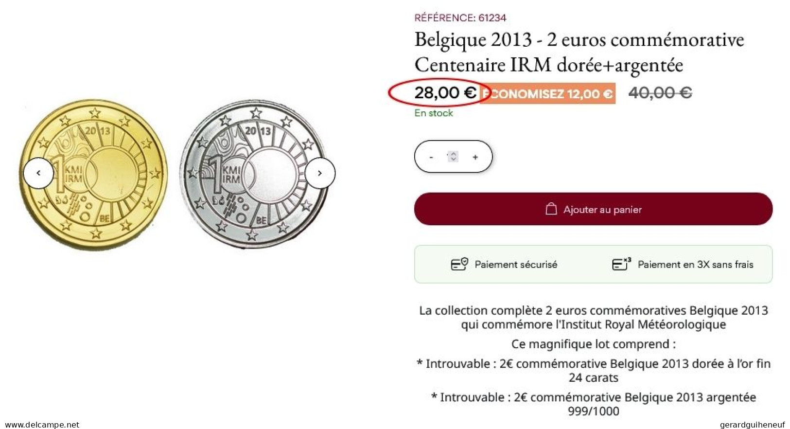 OR & ARGENT : 2 Monnaies Commémoratives 2 € Belgique 2013 - Kilowaar - Munten