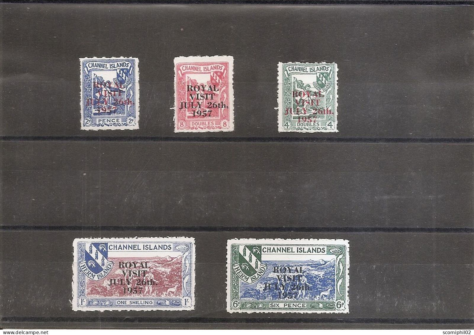 Grande-Bretagne - Locales - Visite Royale ( Série De 5 Timbres Locaux XXX -MNH - De Herm Island De 1957 ) - Local Issues