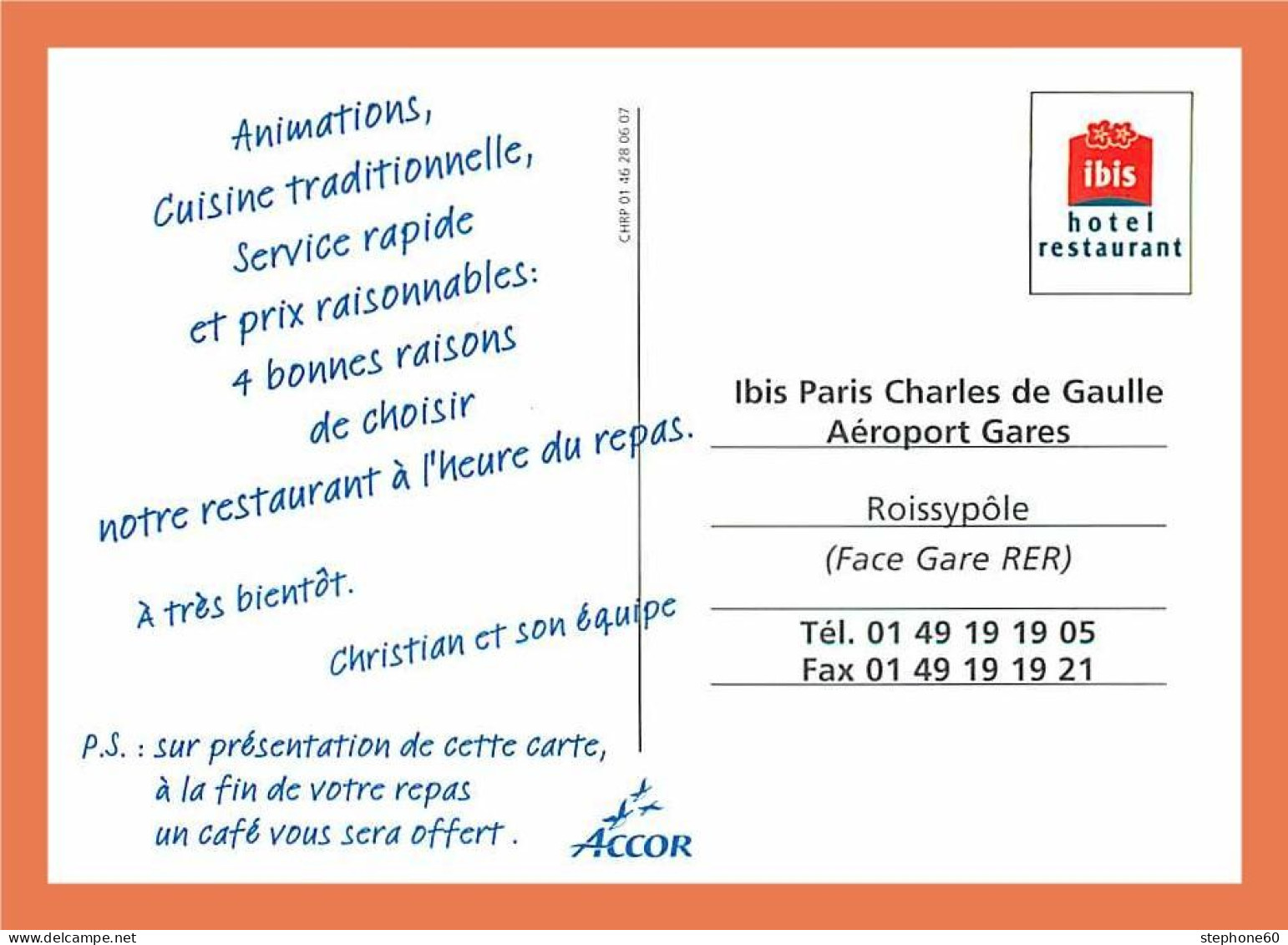 A155 / 621 95 - ROISSY - Aeroport Charles De Gaule - Hotel IBIS - Carte Pub - Roissy En France