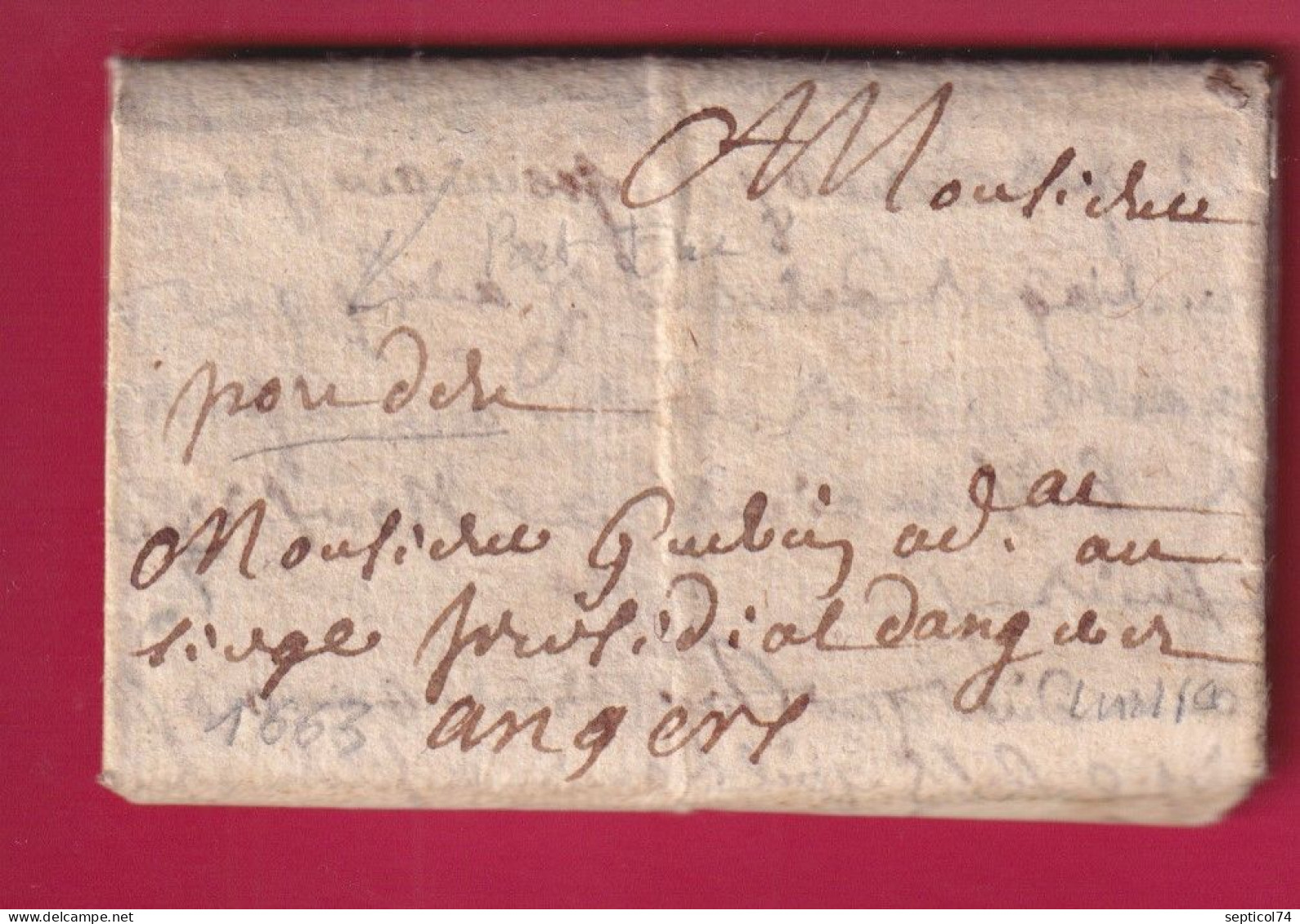 LETTRE DE 1663 AVEC MENTION PORT DU POUR NAGERS MAINE ET LOIRE A IDENTIFIER LETTRE - ....-1700: Vorläufer