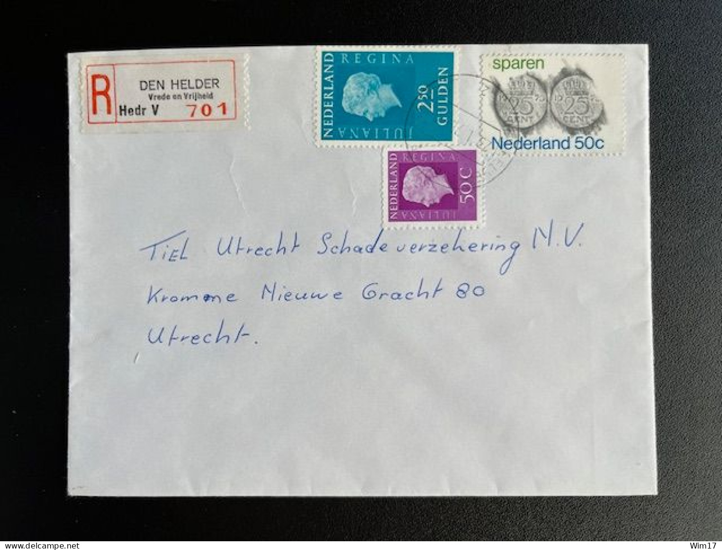 NETHERLANDS 1976 REGISTERED LETTER DEN HELDER VREDE EN VRIJHEIDPLEIN TO UTRECHT 23-01-1976 NEDERLAND AANGETEKEND - Lettres & Documents