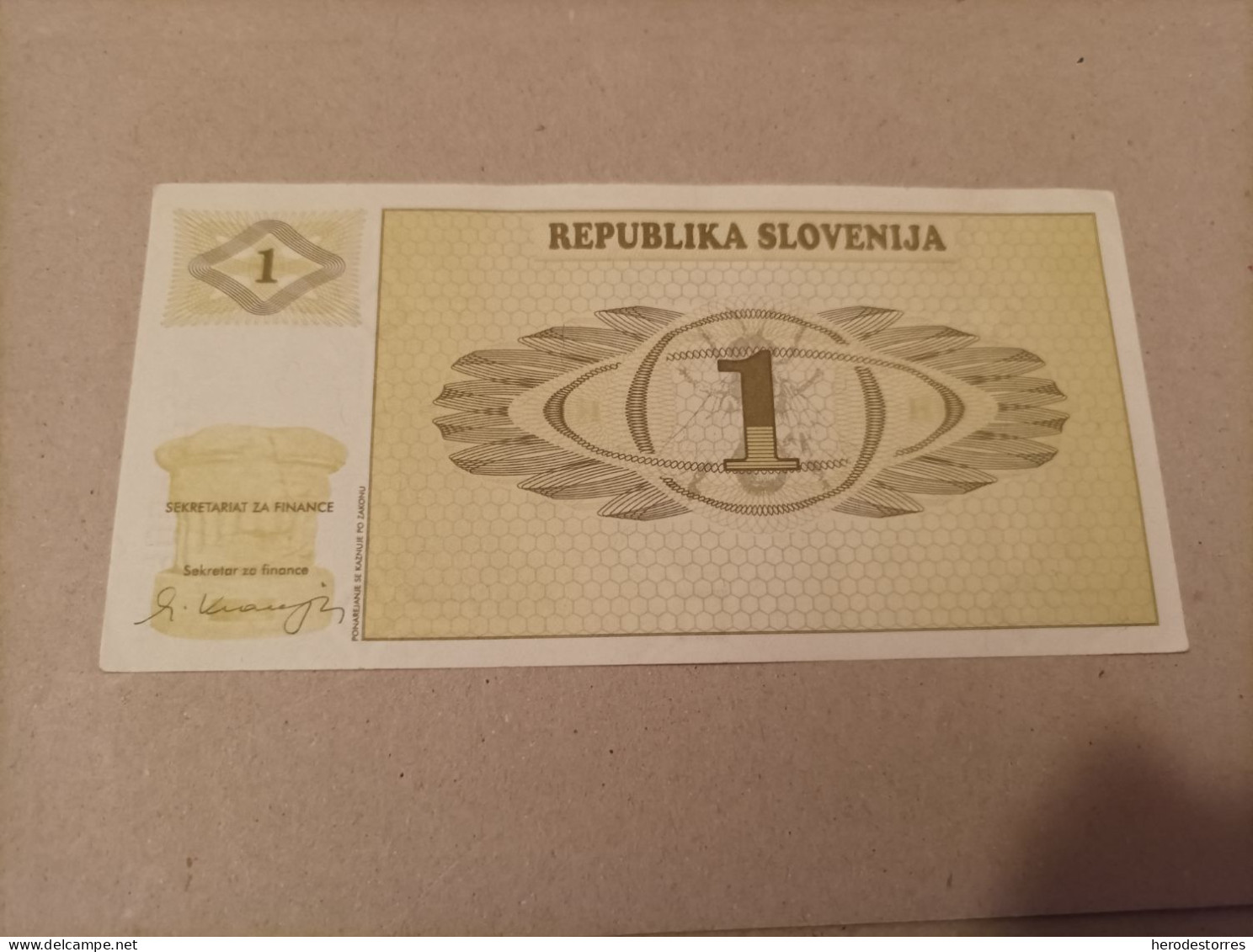 Billete De Eslovenia De 1 Tolarjev, Año 1990, Serie AA, AUNC - Slowenien