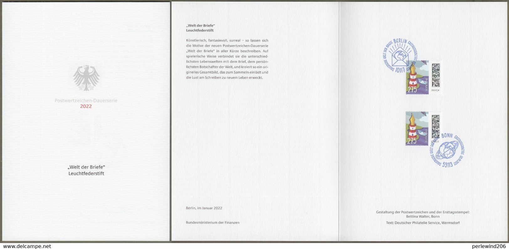 Bund: Minister Card - Ministerkarte Typ VII , Mi-Nr. 3657 ESST: " Welt Der Briefe: - Leuchtfederstift - "   X - Storia Postale