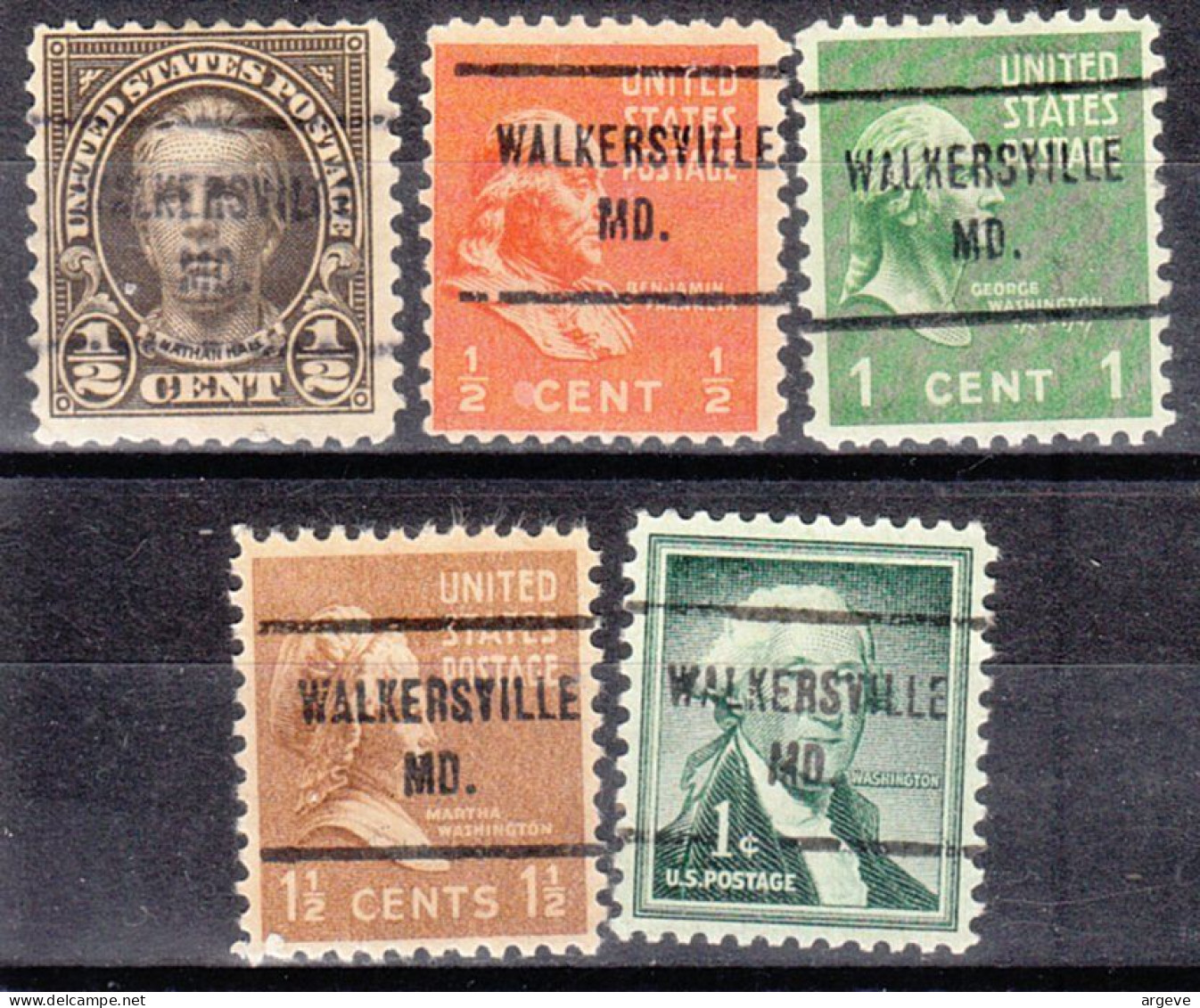 USA Precancel Vorausentwertungen Preo Locals Maryland, Walkersville 713, 5 Diff; Perf. 11x10 1/2 - Vorausentwertungen