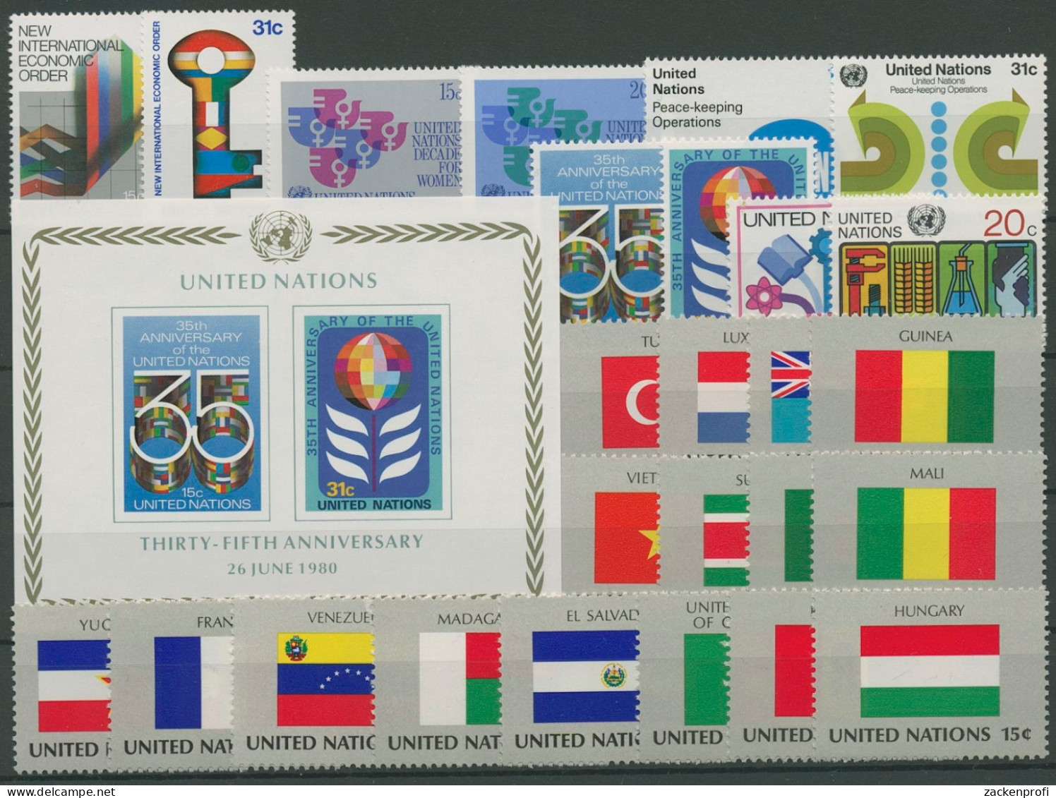 UNO New York Jahrgang 1980 Komplett Postfrisch (G14377) - Unused Stamps