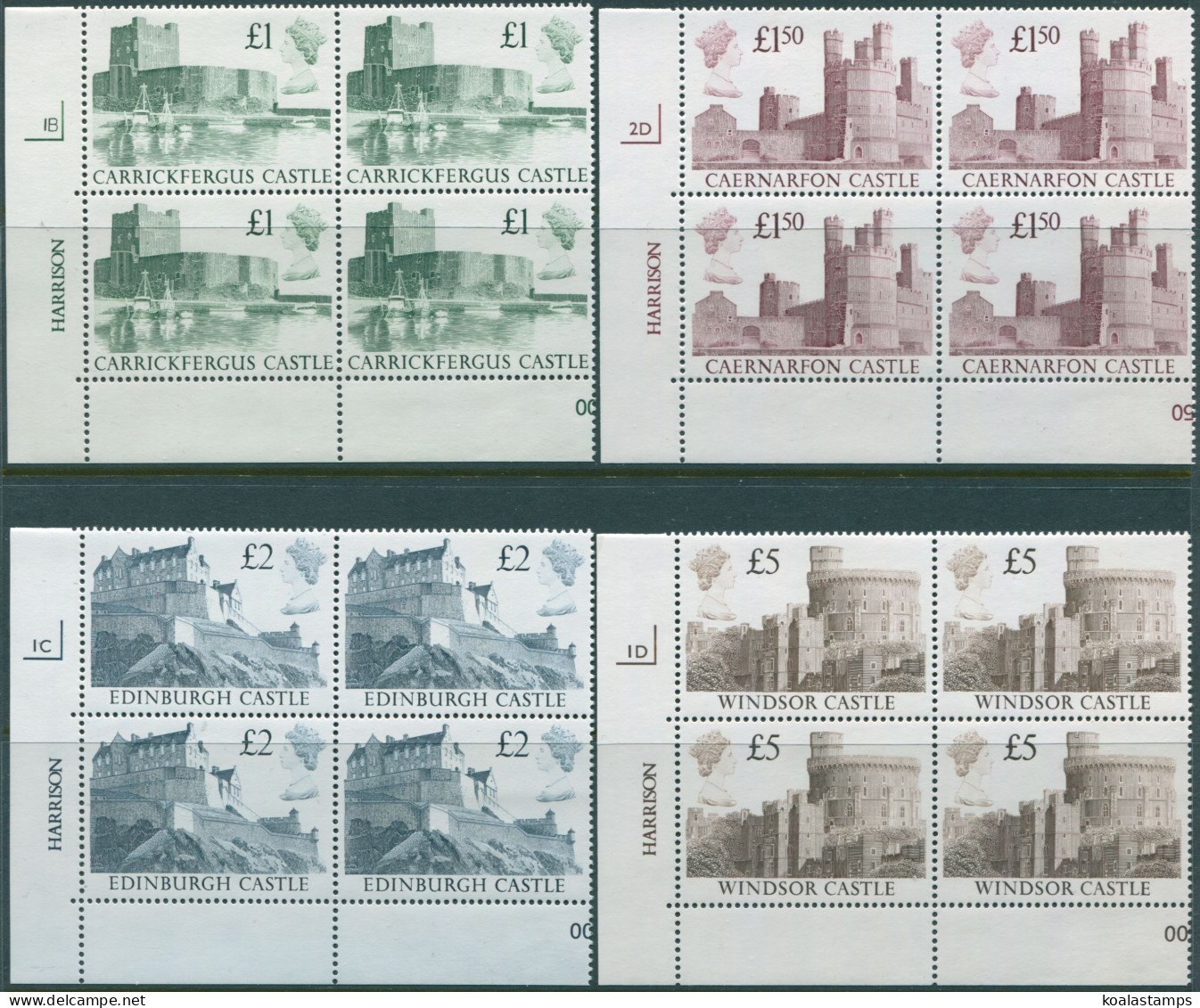 Great Britain 1988 SG1410-1413 QEII Castles Corner Blocks Of 4 Set MNH - Unclassified