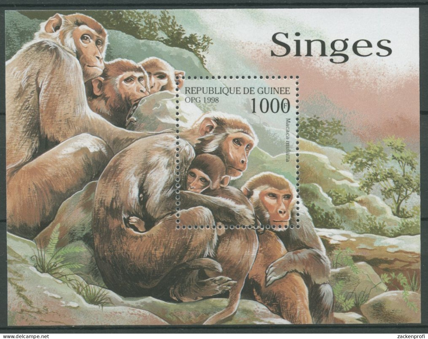 Guinea 1998 Affen Aus Aller Welt Rhesusaffe Block 542 Postfrisch (C24048) - Guinée (1958-...)