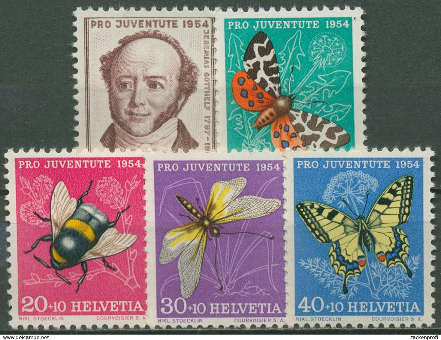 Schweiz 1954 Pro Juventute Jeremias Gotthelf Insekten 602/06 Postfrisch - Unused Stamps