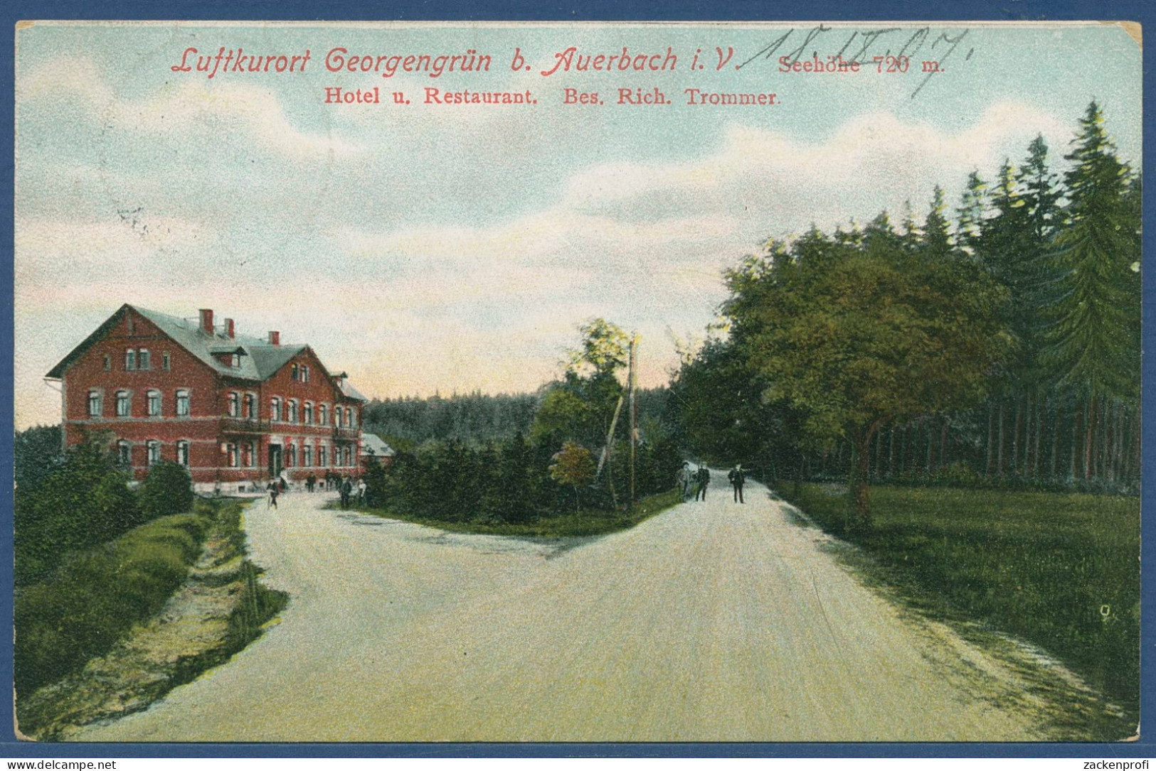 Georgengrün Bei Auerbach Restaurant R. Trommer, Gelaufen 1907 (AK3164) - Auerbach (Vogtland)