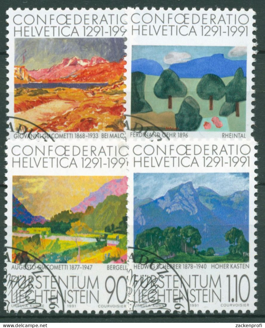 Liechtenstein 1991 Schweizer Eidgenossenschaft Gemälde 1016/19 Gestempelt - Gebraucht
