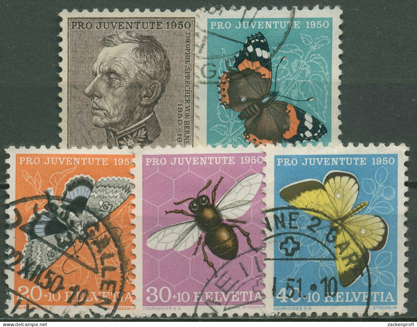 Schweiz 1950 Pro Juventute Theophil S.v.Bernegg Insekten 550/54 Gestempelt - Oblitérés