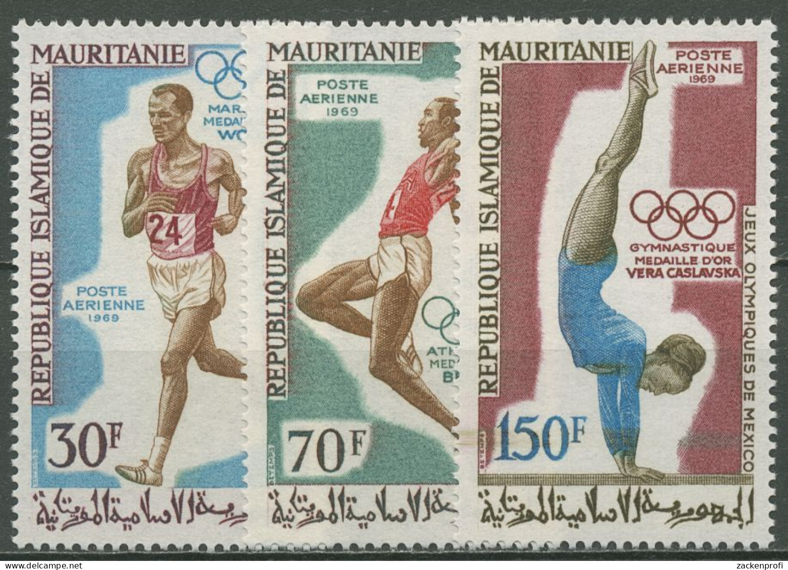 Mauretanien 1969 Gewinner Der Olympischen Spiele In Mexiko 372/74 Postfrisch - Mauritanie (1960-...)