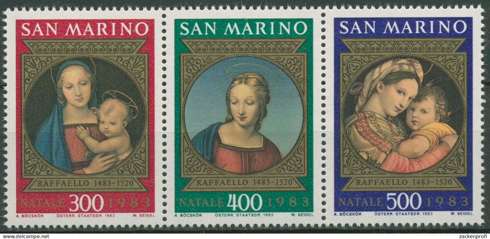 San Marino 1983 Weihnachten Gemälde Von Raffael 1288/90 ZD Postfrisch - Unused Stamps