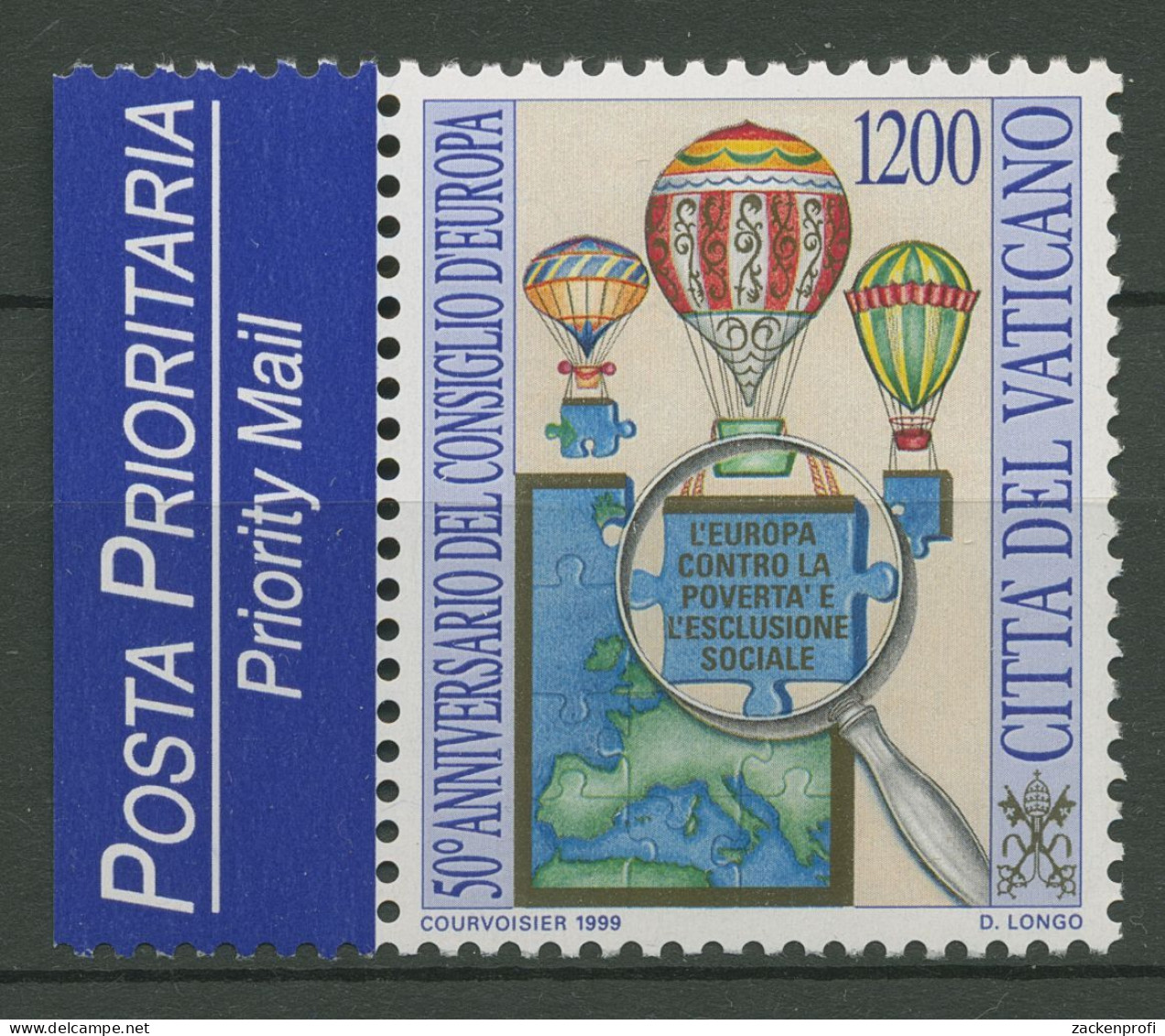 Vatikan 1999 50 Jahre Europarat Heißluftballone 1302 Postfrisch - Neufs