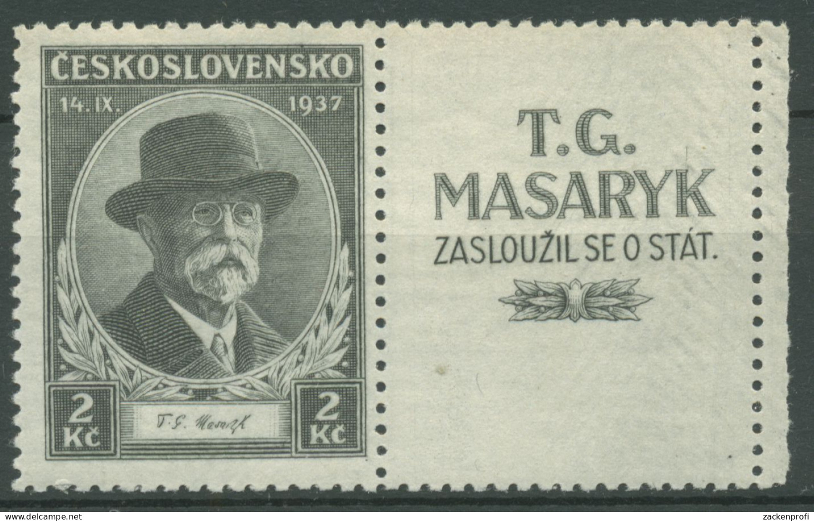 Tschechoslowakei 1937 Präsident Masaryk 380 Zf Postfrisch - Neufs