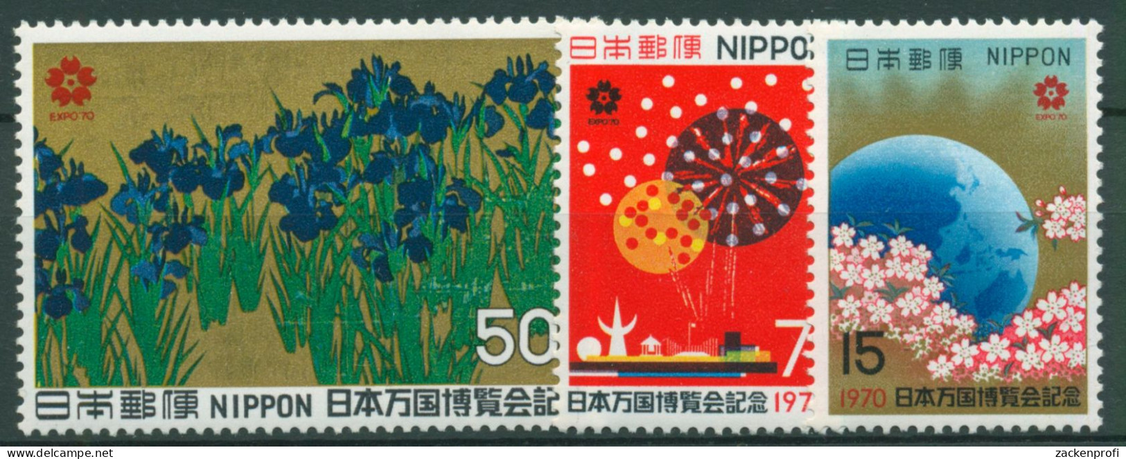 Japan 1970 EXPO Osaka Pflanzen Feuerwerk 1070/72 A Postfrisch - Unused Stamps