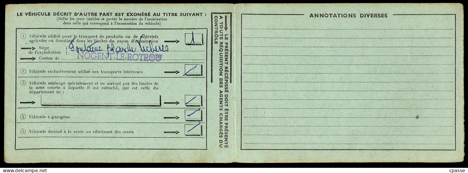 Transports - Rare RECEPISSE De DECLARATION Pour Remorque Agricole "COUSIN" 28 VICHERES ** Agriculture - Other & Unclassified