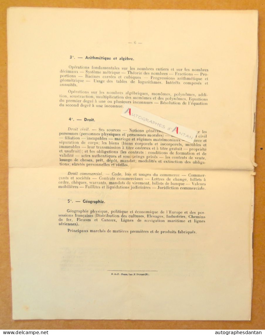 ● Banque De France - 1937 - Règlement Concours Pour Emploi De Rédacteur - 6 Pages - Cf Photos - Banco & Caja De Ahorros