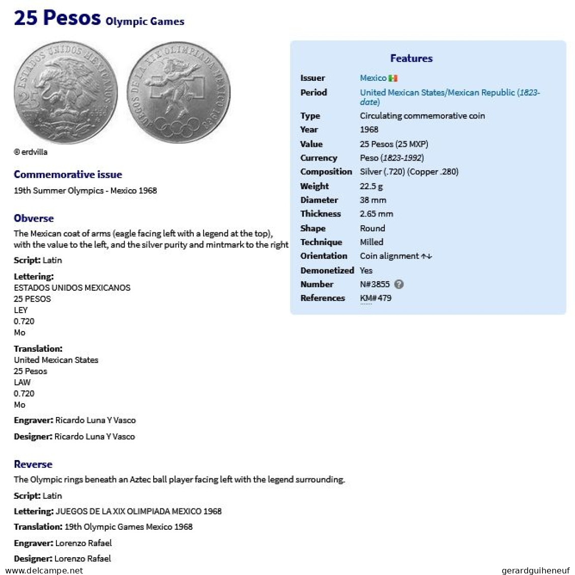 Mexique : 3 Monnaies Différentes Dont 25 Pesos ARGENT 1968 - Kiloware - Münzen