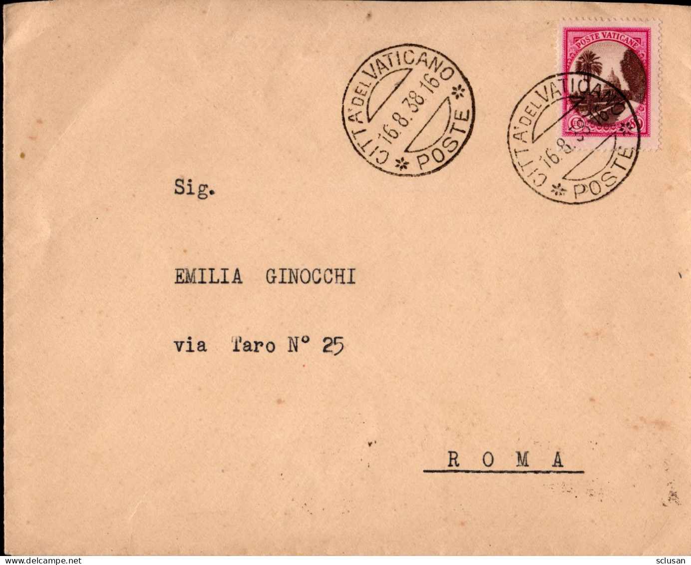 Lettera Da Vaticano A Roma 1938 - Lettres & Documents